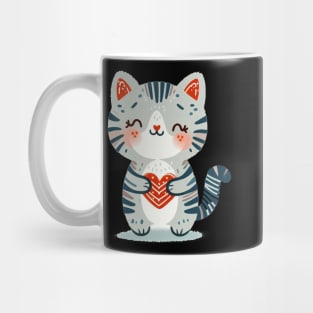 Cute cat with red heart Mug